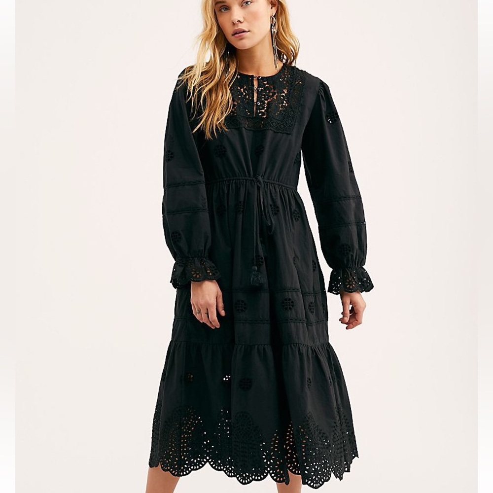 NWOT Free People Eyelet Lavender Midi Dress